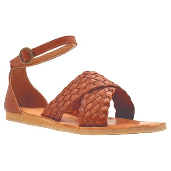 Women's Sayulita Flat Leather Sandal Huarache Size 6, COGNAC, Made in Mexico - Picture 1 of 6